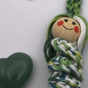 Glückswürmchen Schlüsselanhänger, Karte, Aventurin & Glücksbringer-Herz – handgemachter Mutmacher, Geschenk, Aufmunterung, Freundschaft