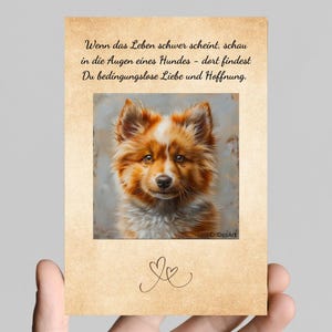 Cartolina digitale con cane – Motivo con cane islandese | Carta con frase d'amore | Download immediato in formato PDF | Arte stampabile