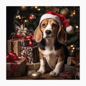 Glückwunschkarte, Weihnachten, Karte, Merry Christmas, Buon Natale, Beagle, Cane, Chien, Dog, Hund, Perro