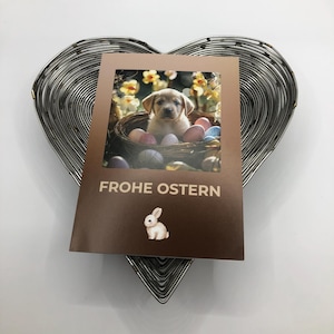 Osterkarte Frohe Ostern – Klappkarte mit Umschlag – Niedliches Welpen-Design – Frühlingsgruss – Hochwertige Grusskarte - Labrador