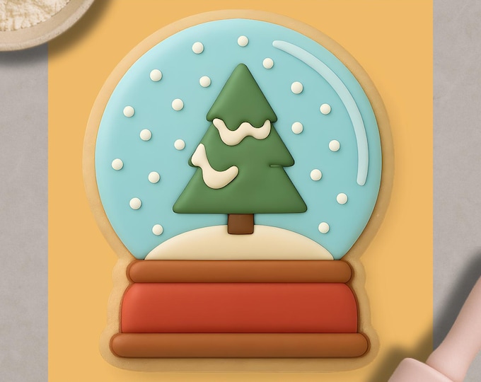 Christmas Tree Globe Cookie Cutter with Fondant Embosser – Winter Holiday Baking Tool