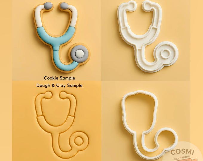 Stethoscope Cookie Cutter and Embosser for Medical Themed Treats