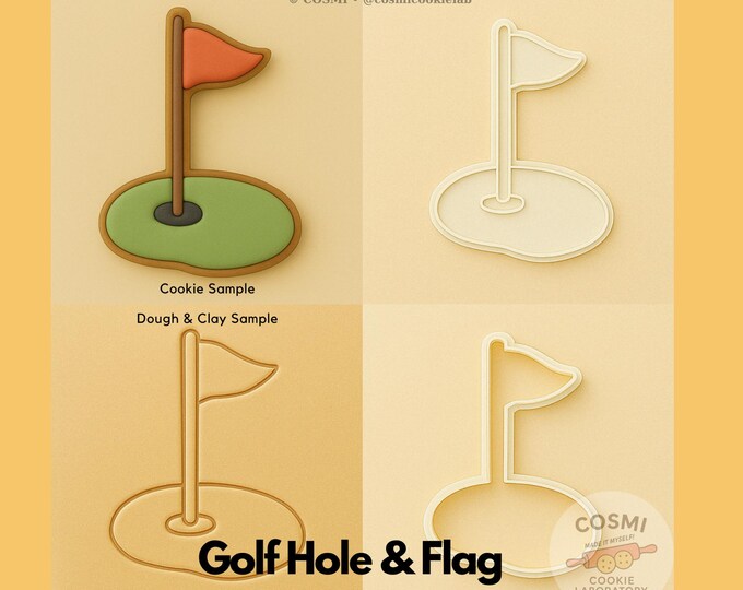 Golf Hole and Flag Cookie Cutter and Embossing Stamp for Sports Theme