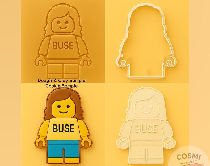 Personalized Brick Figure Cookie Cutter & Name Stamp