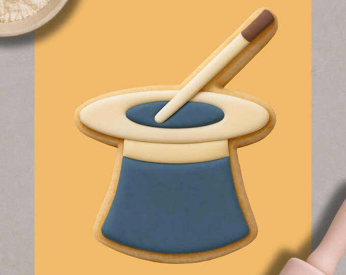 Magic Hat  Wand Cookie Cutter Fondant Embosser - Magician Theme Baking Tool