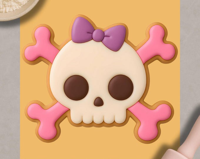 Skull and Crossbones Cookie Cutter & Fondant Embosser: Halloween Treat