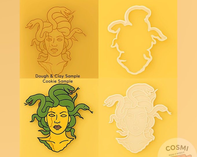 Medusa Cookie Cutter – Gorgon Head Cookie Embosser – Mythical Monster Stamp