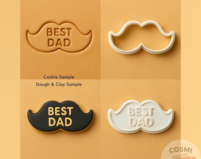 Personalized Mustache Cookie Cutter and Embosser for fathers day