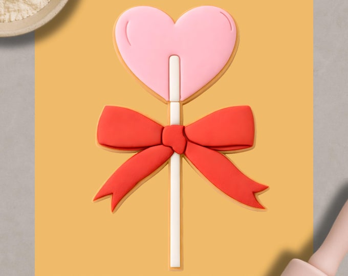 Heart Lollipop Cookie Cutter | Valentine Cookie Cutter | Heart Stick Biscuit | Love Candy Cookie Cutter