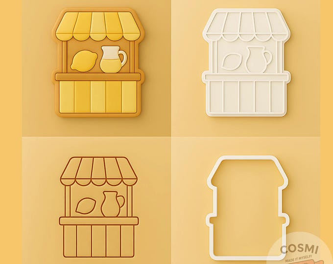 Lemonade Stand Cookie Cutter and Embossing Stamp for Summer Party Cookies