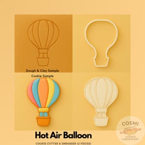 Hot Air Balloon Cookie Cutter - Sky Adventure Cookies - Balloon Embosser Stamp