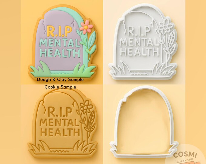 RIP Mental Health Cookie Cutter & Embosser – Tombstone Awareness Cutter