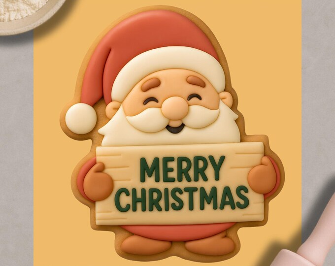 Santa Merry Christmas Cookie Cutter – Festive Holiday Cookie Mold