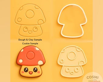Mushroom Cookie Cutter: Toadstool Embosser Stamp - Woodland Baking