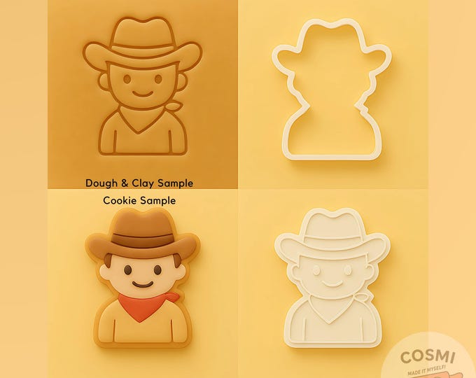 Cowboy Cookie Cutter Set: Western Party Stamp & Embosser