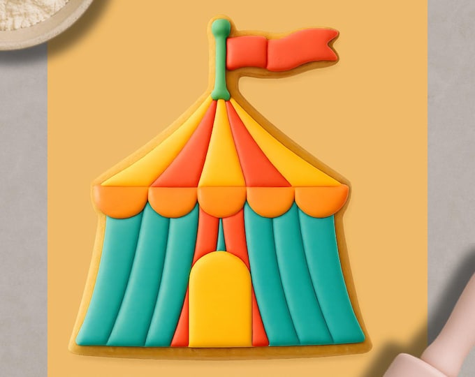 Circus Tent Cookie Cutter & Fondant Embosser – Carnival and Party Baking Tool