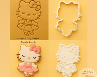 Adorable Kitty Cookie Cutter - Girl Birthday Cat Cookie Stamp - Cute Cat Treat Cutter