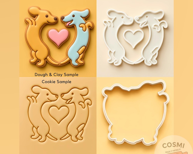 Dancing Dogs Heart Cookie Cutter & Embosser – Adorable Pet Lover Cutter