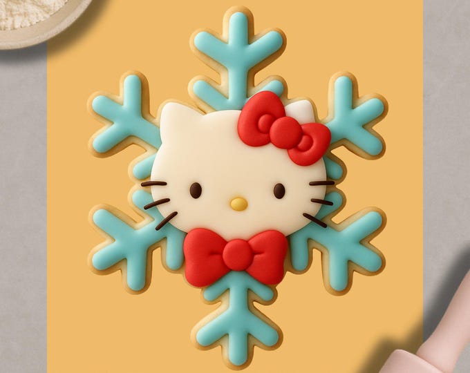 Kitty Cat Snowflake Cookie Cutter – Winter Holiday Cookie Mold