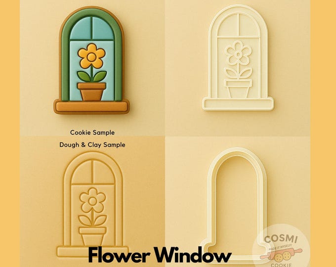 Flower Window Cookie Cutter and Stamp Set for Home and Garden