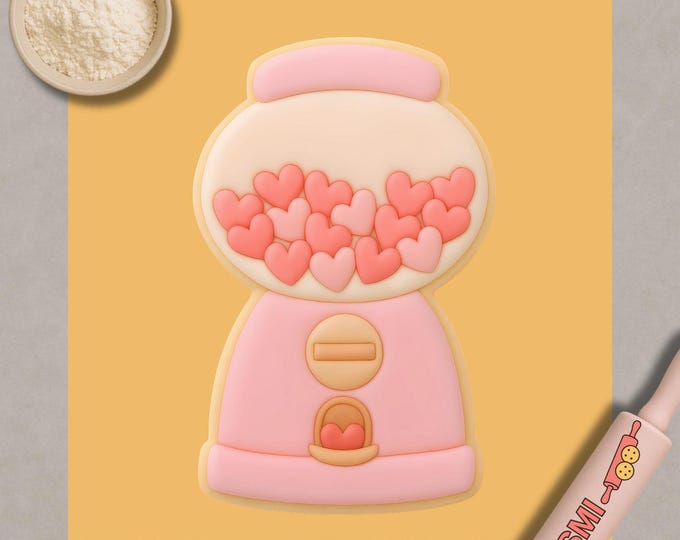 Heart Gumball Machine Cookie Cutter & Fondant Embosser: Valentine's Day Treats