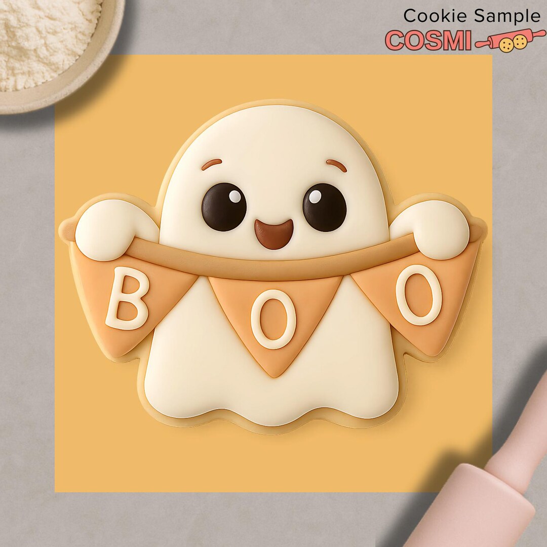 Boo Banner Ghost Cookie Cutter & Fondant Embosser, Halloween Baking - Etsy