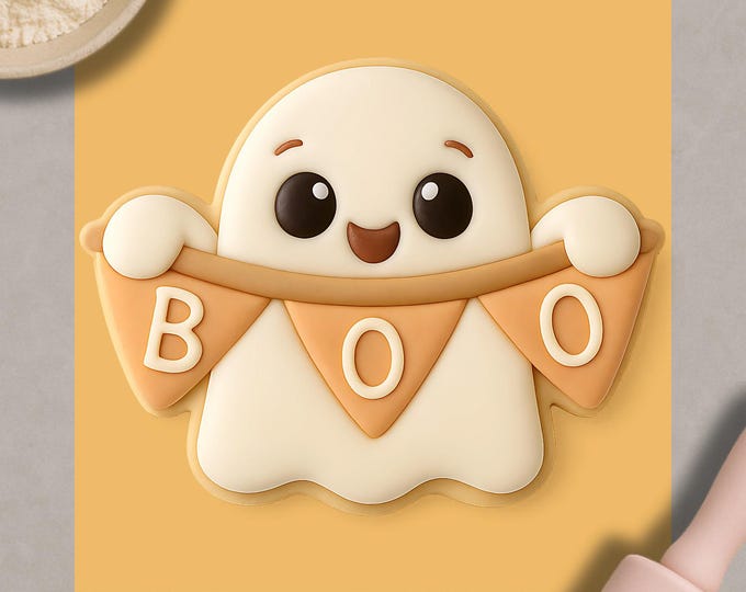 Boo Banner Ghost Cookie Cutter & Fondant Embosser, Halloween Baking
