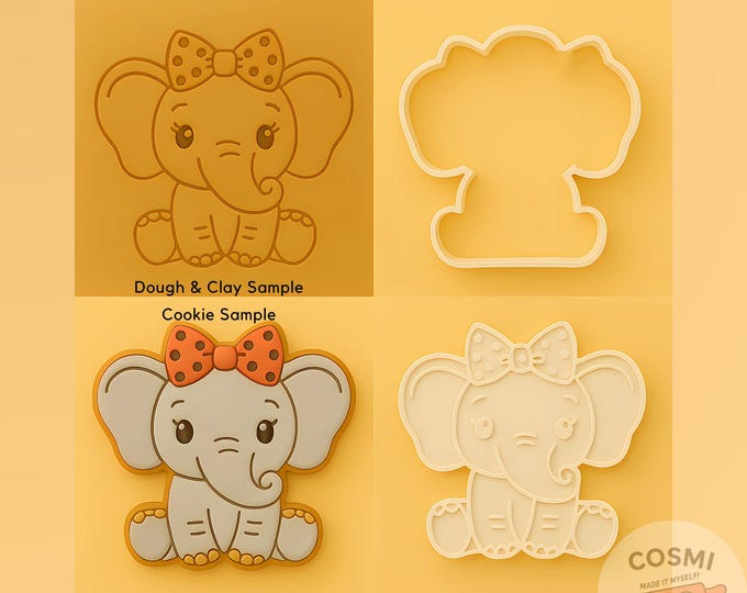 Elephant Cookie Cutter & Embosser Set: Baby Shower Cookies