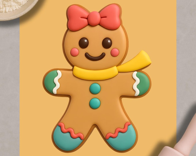Gingerbread Girl Cookie Cutter – Christmas Holiday Cookie Mold