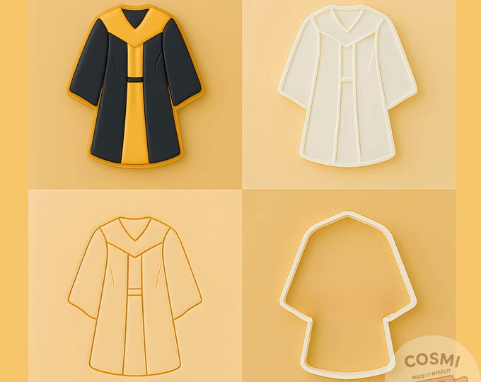 Graduation Gown Cookie Cutter and Embossing Stamp Set for Celebration Treats