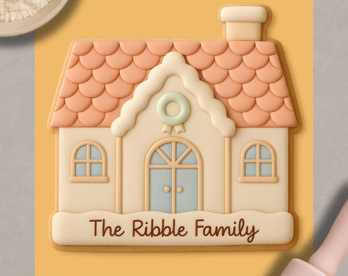 Christmas House Cookie Cutter & Embosser – Personalized Holiday Baking Tool