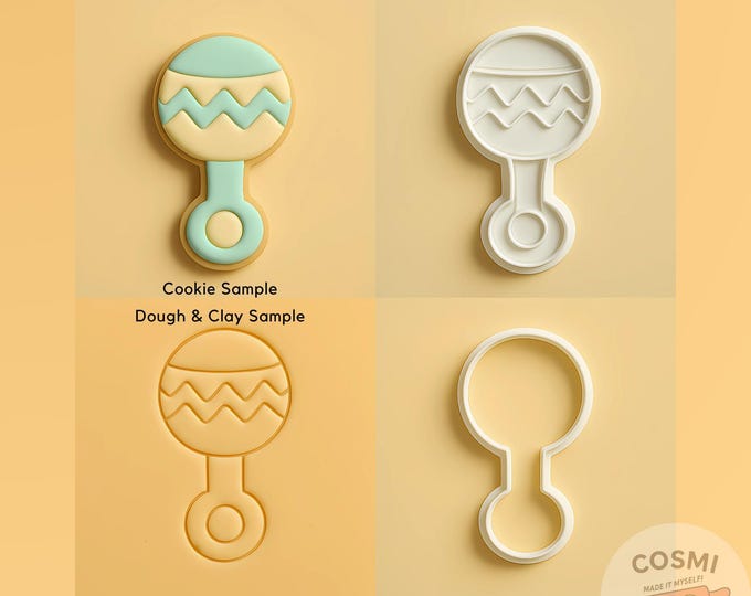 Baby Rattle Cookie Cutter and Embossing Stamp