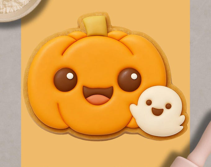 Ghost with Pumpkin Cookie Cutter & Fondant Embosser: Halloween Baking