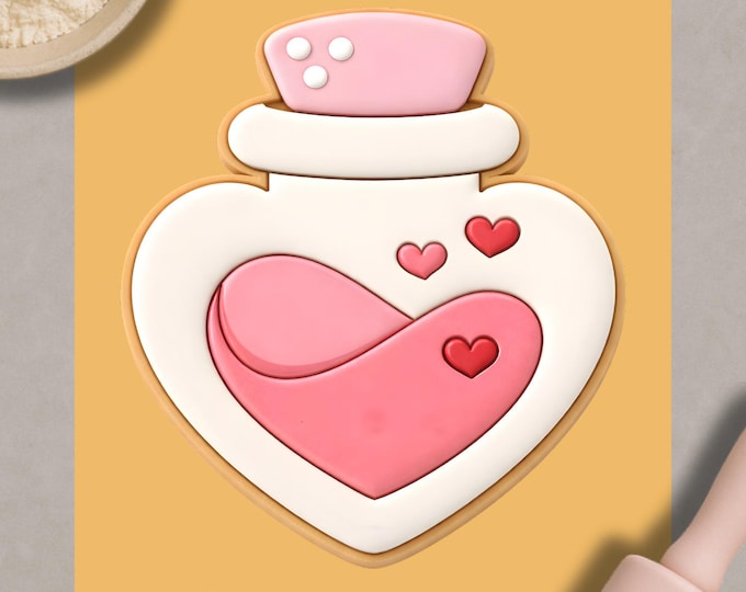 Love Potion Cookie Cutter | Heart Bottle Cookie Cutter | Valentine Cookie | Romantic Gift Cookie | Love Theme Cutter
