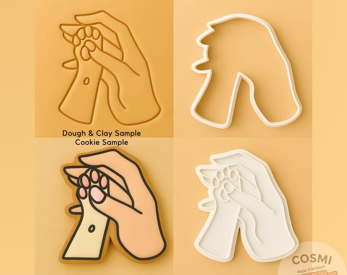 Paw & Hand Cookie Cutter Set: Pet Treat Embosser Stamp
