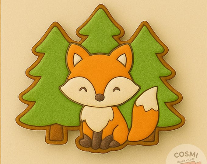 Fox in Forest Cookie Cutter & Fondant Embosser – Woodland Animal Baking Tool
