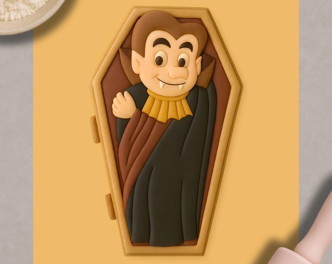 Dracula Coffin Cookie Cutter & Fondant Embosser: Spooky Vampire Halloween Baking Tool