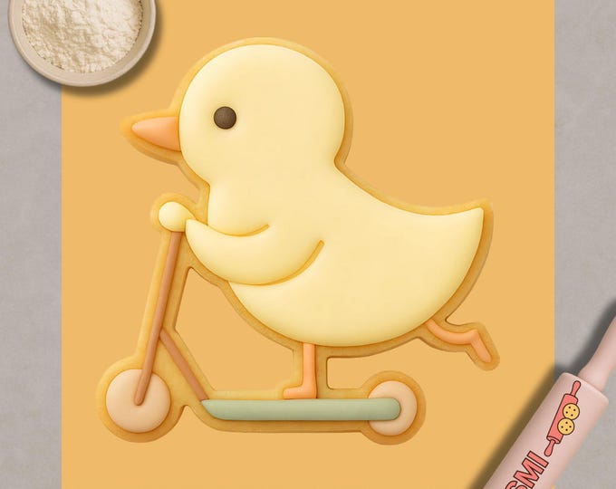Scooter Duck Cookie Cutter & Fondant Embosser: Playful Baking