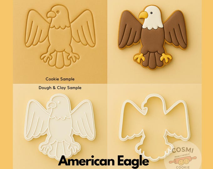 American Eagle Cookie Cutter and Embossing Stamp Set for Patriotic Baking