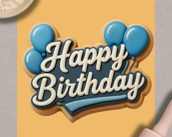 Happy Birthday Cookie Cutter & Balloon Stamp | 3D Printed Embosser