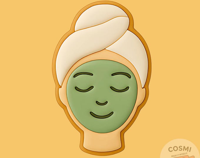 Spa Day Face Mask Cookie Cutter and Embossing Stamp Set for Self-Care Treats