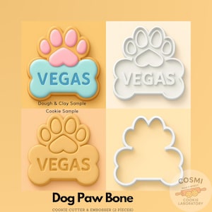 Personalized Dog Paw Bone Cookie Cutter – Custom Name Pet Cookie Embosser