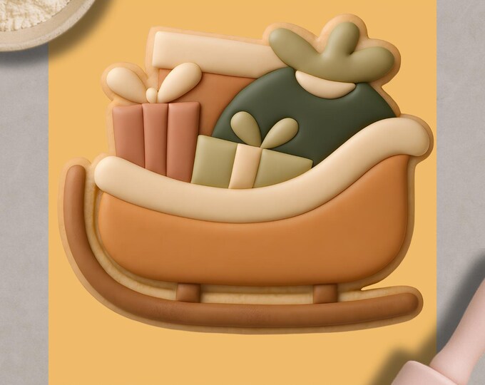 Sleigh Cookie Cutter & Embosser – Christmas Gift Sleigh Baking Tool