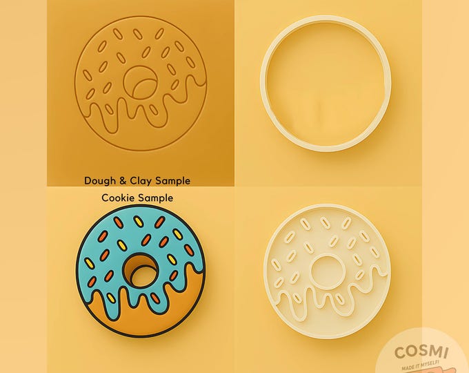 Iced Donut Cookie Cutter Set: Sprinkle Embosser Stamp