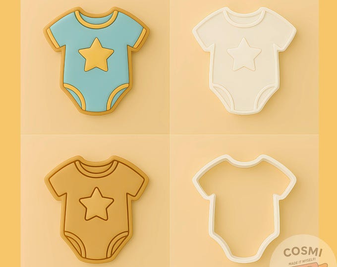 Baby Onesie Cookie Cutter and Embossing Stamp Set for Shower Favors