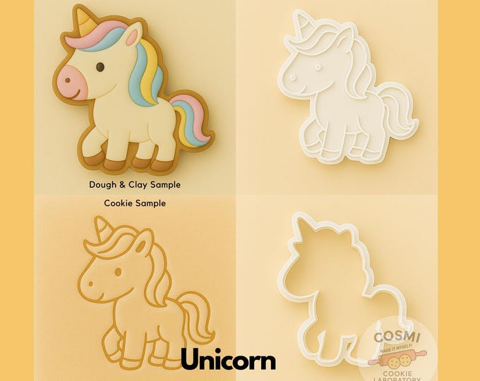 Unicorn Cookie Cutter and Embossing Stamp Set for Magical Treats