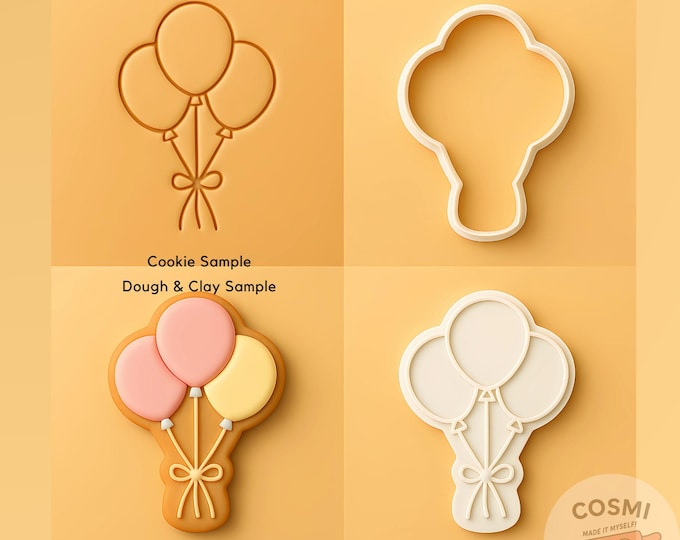 Balloon Cookie Cutter and Embossing Stamp for Party and Celebration Cookies