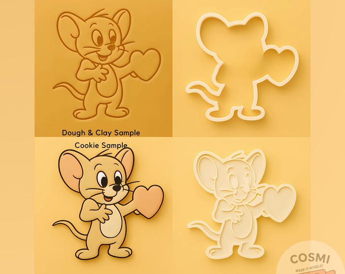 Valentine Mouse Cookie Cutter: Embosser Stamp, Heart Cookies