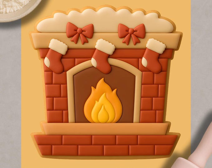 Christmas Fireplace Cookie Cutter – Cozy Holiday Baking Mold
