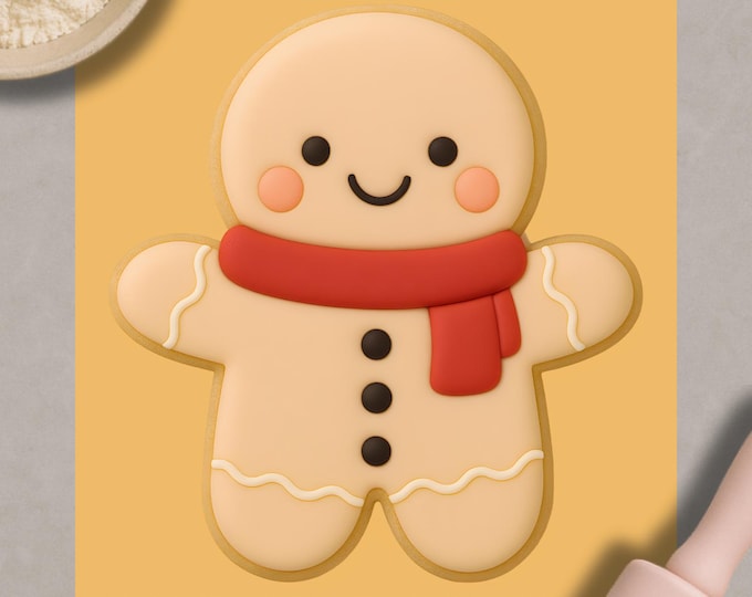 Gingerbread Man Cookie Cutter with Fondant Embosser – Christmas Holiday Baking Tool